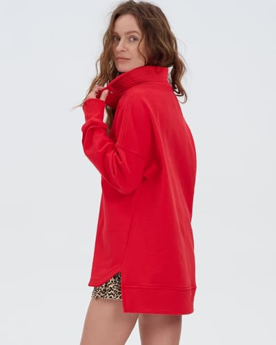 Locachy Womens Casual Oversized Sweatshirt Long Sleeve Button Henley Neck Pullover Tops Fashion Outfits Clothes3