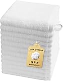 SEMAXE 100% Cotton Washcloths 12-Pack, 13 × 13 Inch Soft Luxury Face Towels – Super Absorbent & Quick-Dry, Premium Cloth with Hanging Loop, Oeko-TEX Certified, Gift-Ready Box