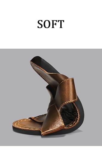 Men's Leather Slides Sandals Comfort Lightweight Open Round Toe Slip On Anti-Slip Soft Bottom Slippers4