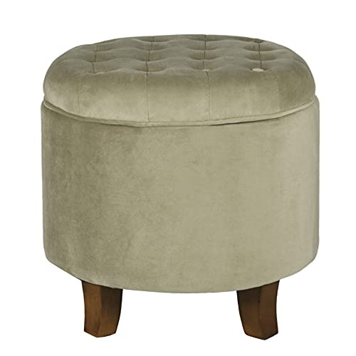 Homepop Home Decor | Upholstered Round Velvet Tufted Foot Rest Ottoman | Ottoman With Storage For Living Room & Bedroom | Decorative Home Furniture, Tan #TOP29