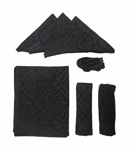 Image of Home Sajja Premium Velvet Diwan Sets - 1 Diwaan Sheet,2pc Bolster Cover with Dori,3pc Cushion Covers (6 Pieces Set) Black Color