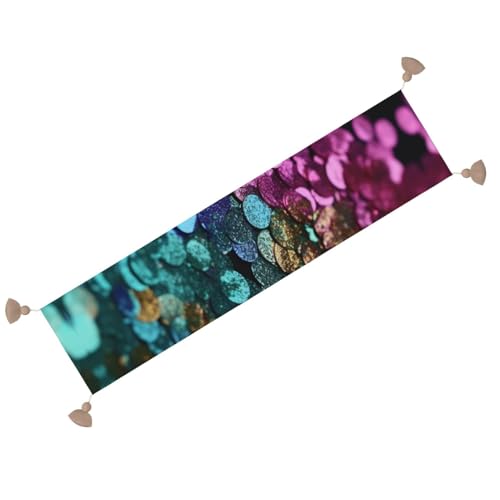 Chemin de table rustique à pois pailletés et pompons chic de 152 cm - 3