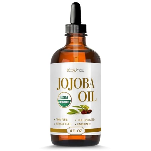 BodyJ4You Organic Jojoba Oil - Moisturise Hair Soothe Skin Protect Restore Healthy Glow - USDA 100% Pure Natural Unrefined Conditioner Wax - Unisex All Hair Types - Spray Cap 4 Fl Oz