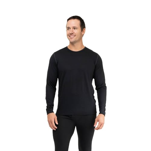 Hot Chillys Men's Pepper Bi-Ply Thermal Warming Midweight Relaxed Fit Stretching Base Layer Long Sleeve Crewneck