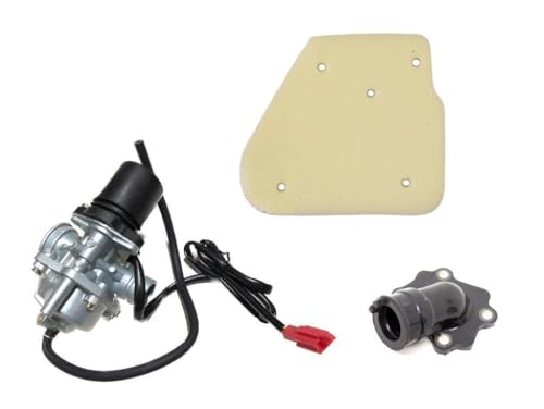 16mm Vergaser + Luftfilter + Ansaugstutzen Set passend für Generic Cracker, Jump, Race, GT, Spin GE, Xor 50 – inkl. Choke & Düse 80 – für 50ccm 2T Minarelli Nachbau
