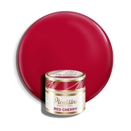 Picassini Paint Gel Red Cherry 5 ml de uñas altamente pigmentadas para detalles finos diseños elegantes UV/LED Gel para San Valentín Navidad Nail Art