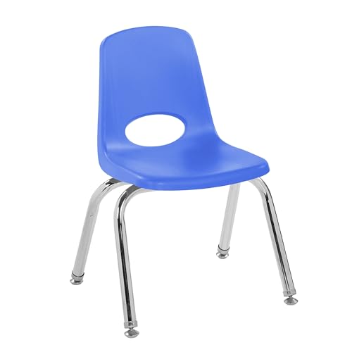 FDP 12' School Stack Chair,Stacking Student Seat with Chromed Steel Legs and Swivel Glides; for Classroom, Homeschool or Learning Space - Blue, 11556-BL