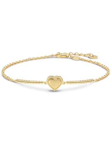 DEVATA 14K Solid Gold Clover/Heart/Butterfly/Cable Link/Round Women Chain Bracelet