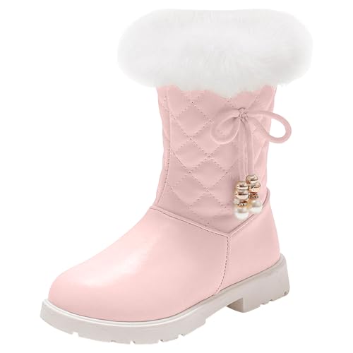 Girls' Tall Riding Boots Warm Leather High Boots Non Slip Flat Heel Side Zipper Winter Mid Calf Shoes