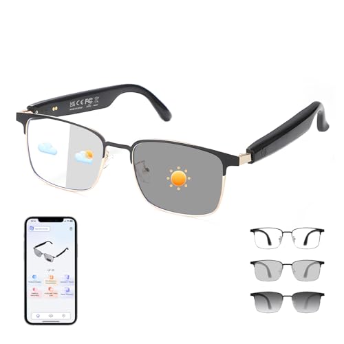 Smart Glasses with AI Translator, Real-Time Translation Glasses Polarized, Photochromic Lenses with Simultaneous Interpretation, Language Translator for Men Women Supports 165+ Languages(Gol