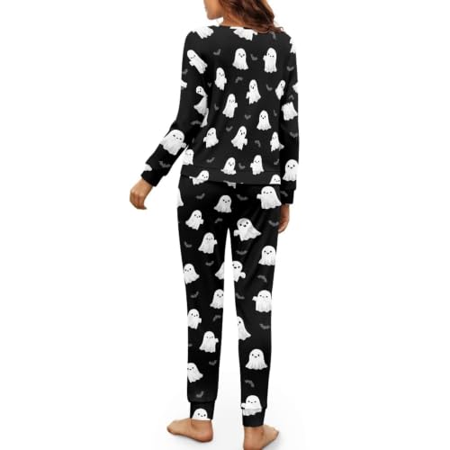 Image of Womens Lounge Set Long Sleeve Soft Pajama Sets | Casual 2 Piece Pj Outfit, Crewneck Sleepwear with Pockets, Adjustable Drawstring, Soft Comfy Fall Pajamas, Plus Size