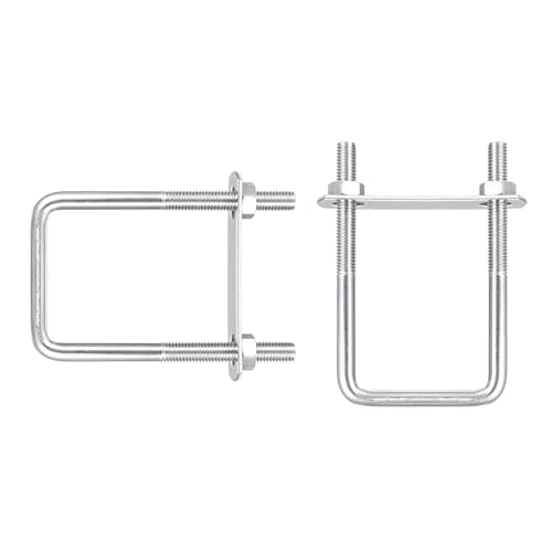 Image of DTGN M8x50x100mm(ThreadxWxL) Square U Bolt - 2Pack - Good for Trailer Pipe Replacement Parts - 304 Stainless Steel U Shape Bolts