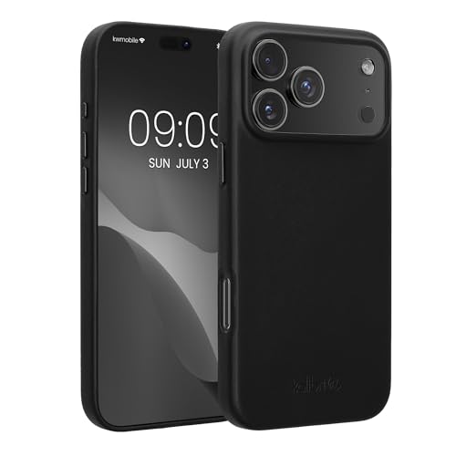 Image of kalibri Case Compatible with Apple iPhone 17 Pro Max - Case Smooth Genuine Leather Hard Case Anti Slip Cover - Black
