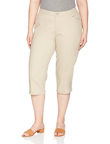 Riders by Lee Indigo Women's Plus Size Comfort Collection Pocket Twill Capri, khaki 20W AVG