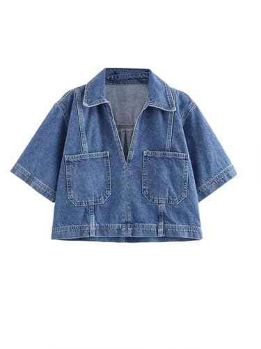 Women Denim Jacket 2 Piece Sets Short Sleeved Coat Female Crop Top Mini Skirt Suits