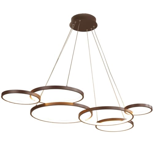 Lustre LED dimmable marron à télécommande pour salon moderne - 4