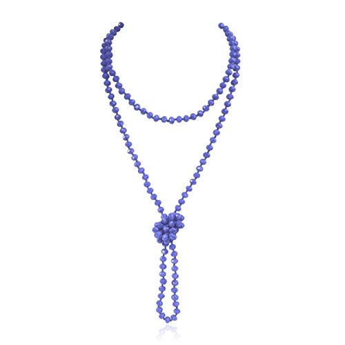 Hand Knotted Beads Endless Long Statement Necklace - Handmade Versatile Beaded Strand Lariat Multi Layer Infinity Wrap 60