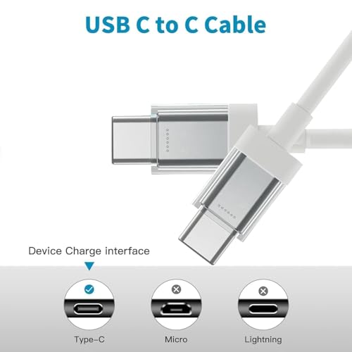 Image of 65W Original USB-C to USB-C Charging Cable for Nothing Devices - Compatible Fast Charging for Nothing CMF, Google, Samsung, and Other Type-C Devices (White)