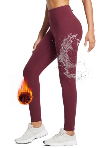 Image of baleaf Women's Fleece Lined Leggings Thermal Warm Winter Tights | 25 inch /27 inch, Water Resistant, Pockets, Running, Hiking, Yoga, Skiing, Travel, for Cold Weather, Leggings for Women