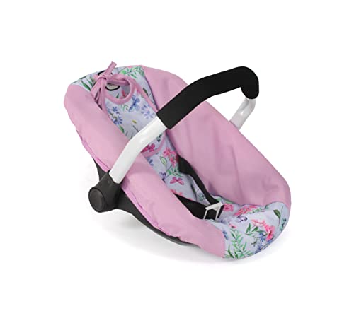 Siège auto pour poupée de bébé et accessoires de poupon rose fleurs - 2