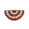 Tea Stained Patriotic Embroidered Bunting USA 48 x 24 Pleated Banner with Brass Grommets