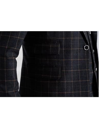 Mens Plaid Suit 3 Pieces Blazer Vest Pant Set Slim Fit Formal Bussiness Wedding Suit Party Tuxedos Suit3