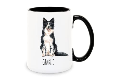 Border Collie Custom Coffee Mugs with Name for Dog Mom Dad - Personalized Gifts for Best Friends - Grandma Grandpa Present