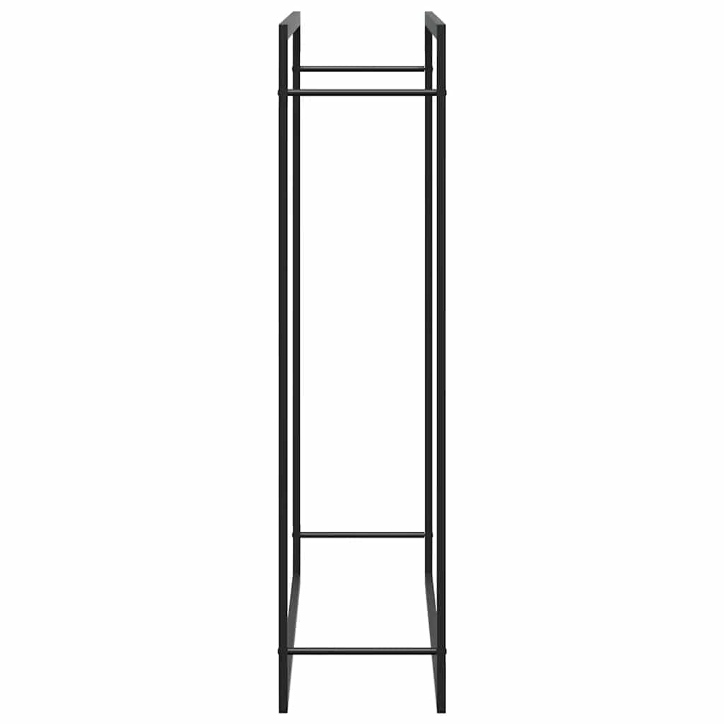 Brennholzregal Stahl Schwarz 110x28x116 cm | Pulverbeschichtet, Witterungsbestandig, Mit Wandhalterung, Trockenes Brennholz