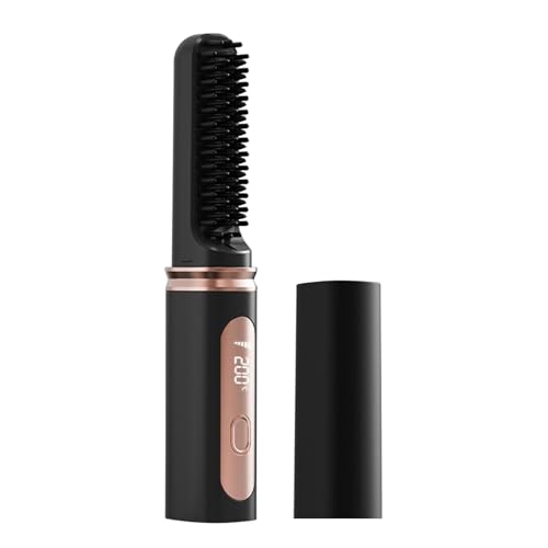 Cepillo alisador de pelo, cepillo alisador inalámbrico – Cepillo recargable USB de calentamiento rápido para alisar y , moldeador para mujeres y niñas