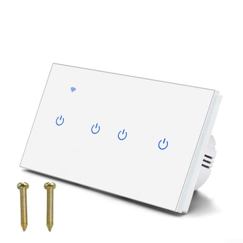 Interruptor de pared inteligente WiFi, control táctil de 2 a 8 bandas para aplicación Tuya, para Alexa y Smart Life, control remoto de voz de 220 V 10 A, panel de vidrio templado, para iluminación de
