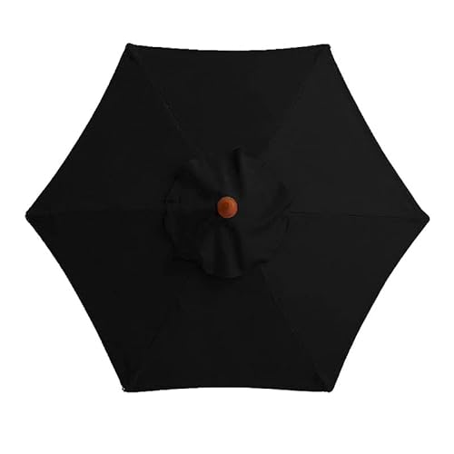 Haixifry ガーデンパラソル用交換生地 サン傘置換布 6本骨 撥水加工 UVカット 遮光 遮熱 日焼け防止 晴雨兼用 工具不要 軽量 持ち運び便利 ベランダ オープンカフェ ガーデン(傘立てなし) (3M,ブラック)