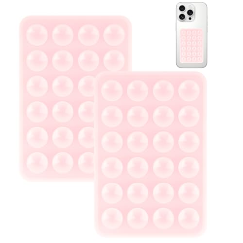 Yojaro 2 Pack Silicone Suction Phone Case Mount, Silicon Adhesive Smartphones Stand Sticky, Non Slip Suction Cup, Hands-Free Phone Accessories Holder for Selfies and Videos Light Pink