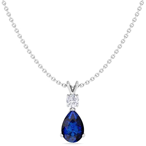Silver Smile Sterling Silver Jewelry Set For Women With Pear Shaped 7X5Mm Sapphire Gemstone Necklace, 3Mm Sapphire Topaz, And Matching Opal Pear Shaped Earrings For Her #TOP1