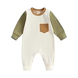 GOOCHEER Casual Fall Winter Clothes Infant Baby Boy Long Sleeve Romper Jumpsuit Playsuit One Piece Outfit (L-Army Green, 3-6 Months)