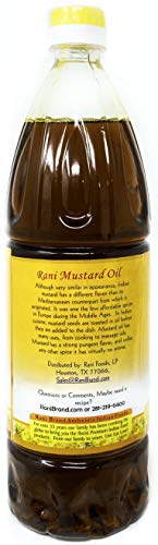 Rani Mustard Oil (Kachi Ghani) 33.8 Ounce (1 Liter) NON-GMO | Gluten Free | Vegan | 100% Natural | Kosher