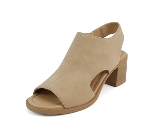 Image of CITYCLASSIFIED inchElect inch ~ Women's Peep Toe Laser Cut Geometric Caged Slingback Ankle Strap Low Stacked Heel Ankle Bootie