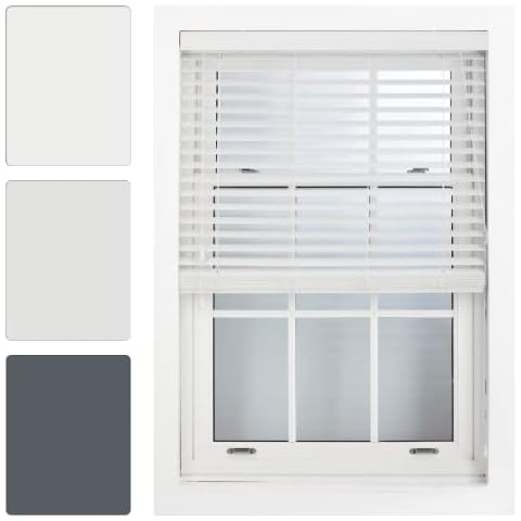 FURNISHED White Faux Wood Venetian Blinds 50mm Cover