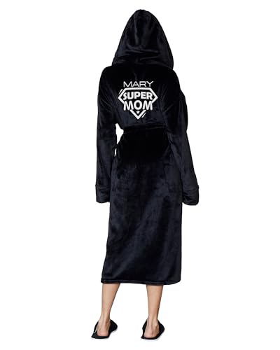 Lotus Linen Personalized Plush Bath Robe for Women Hooded Bathrobe Custom Embroidered Monogram Gift