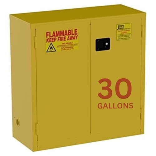 Jamco 30 Gallon Flammable Safety Cabinet, Steel Flammable Storage Cabinet with Lockable Manual Closing Doors, Non Forkliftable, 43