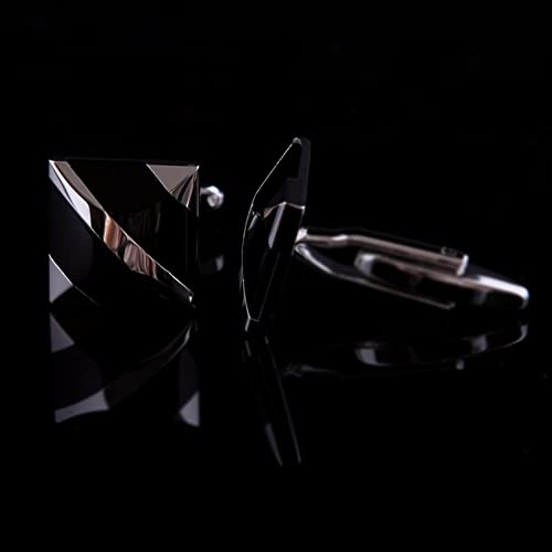 LSTGJ Shirt Manchetknopen voor heren Manchetknopen Manchetknoop Zwart (Hoofdsteen Kleur: Zwart, Metalen kleur: Olny Manchetknopen) - Image 5