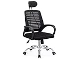  Habitat et Jardin Chaise de Bureau Ergonomique réglable en Hauteur avec appuie tête Sébastien - Noir