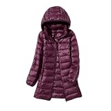 YAOTT Piumino Invernale Lungo e Caldo da Donna Cappotto Parker Invernale Piumino Lungo Trapuntato Piumino Casual con Cappuccio Rimovibile/senza Cappuccio,Viola1,XXL