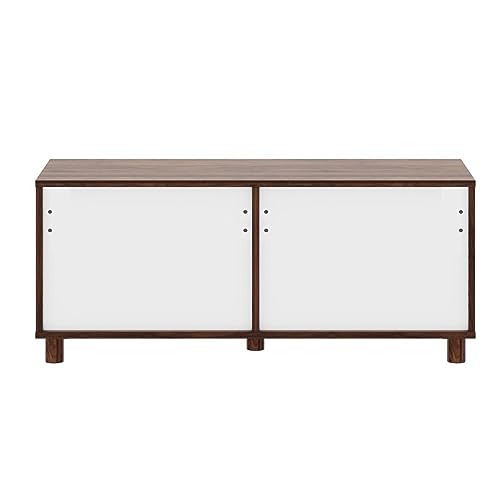 Image of Wakefit TV Unit | 1 Year Warranty | TV Stand Table, TV Unit for Living Room, TV Cabinet, Cabinet Engineered Wood with 2 Drawers & 2 Shelves (Allie, Columbian Walnut & Pumic Grey)