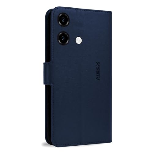 Image of AIBEX Compatible for HMD Vibe 2 5G Flip Cover Leather Finish | Inside TPU with Card Pockets | Wallet Stand | Complete Protection Flip Case Blue
