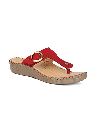 SCHOLL Womens BUCKLE THONG Red Slippers - 8 UK (6745017) (B091Q7NXPT) Amazon Price History, Amazon Price Tracker
