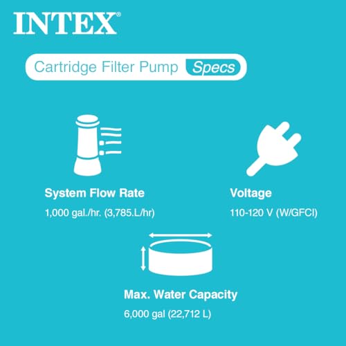 Image of INTEX C1000 Krystal Clear Cartridge Filter Pump for Above Ground Pools: 1000 GPH Pump Flow Rate - Improved Circulation and Filtration - Easy Installation - Improved Water Clarity - Easy-to-Clean