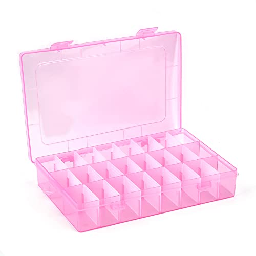 AKOAK 1 Pack 24 Grid Plastic Storage Case, Transparent Jewelry Display Organizer, Detachable Divider -7.5