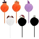 Meanju 6 Stück Halloween Stifte,Halloween Kugelschreiber,Kürbis Hexenmütze Fledermaus Schreibstifte,Geschenk für Büro,Schule und Party,0.7 mm Spitze,Schwarz Tinte,für Studenten,Erwachsene(Orange-B)