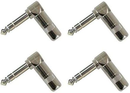(4 Pack) Switchcraft 236 1/4" TRS 6.35mm Shielded 3 Cond. Right Angle Plug, Solder Contacts