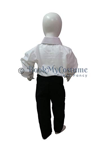 Image of BookMyCostume Black Pant and White Shirt Formal Party Combo Kids Fancy Dress Costume 8-10 years